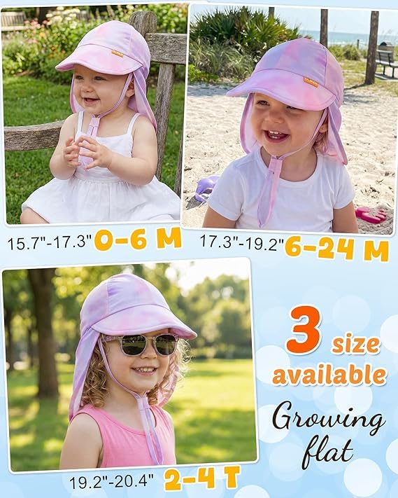 Baby Sun Hat with Breathable Mesh, UPF 50+ Boys Girls Toddler Swim - color: Tie-die, size: 6-24 Months