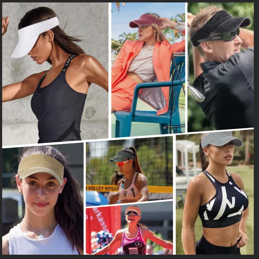 3 Pack Sun Visors for Women Men Cooling Lightweight Sports Sun Hats Adjustable Twill Cotton Run Visor