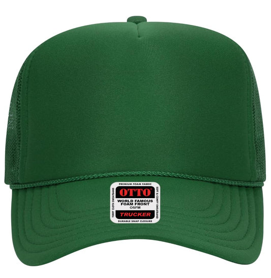 Otto Cap 5-Panel High Crown Mesh Back Trucker Hat - color: Kelly Green