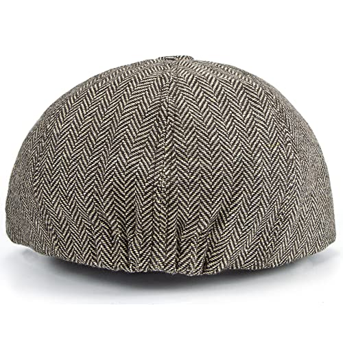 Men's 8 Panel Newsboy-Cap Cotton Gatsby Ivy Golf Adjustable-Flat- Caps Driving-Hat - color: Brown