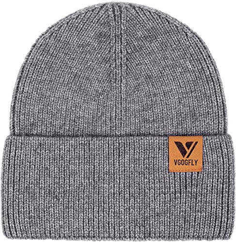 Vgogfly Beanie Men Slouchy Knit Skull Cap Warm Stocking Hats Guys Women Striped Winter Beanie Hat Cuffed Plain Hat - color: Dark Grey