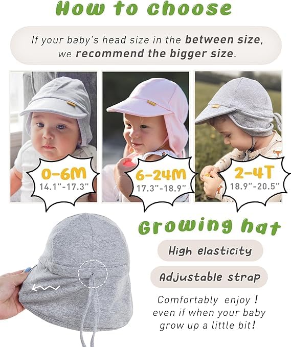 FURTALK Baby Sun Hat UPF 50+ UV Ray Sun Protection Cotton Toddler Hats for Boys Girls - color: Grey, size: 2-4T