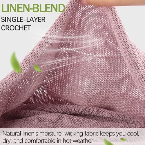 Ababalaya Breathable Cotton Linen Slouchy Beanie Hat for Women - color: Dusty Pink