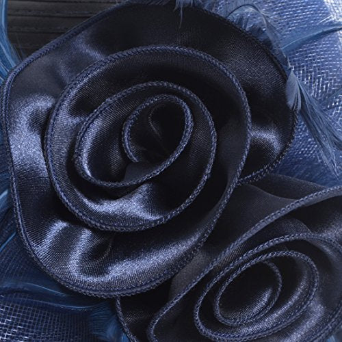 VECRY Womens Tea Party Church Baptism Wedding Derby Dressy Hat - color: Navy