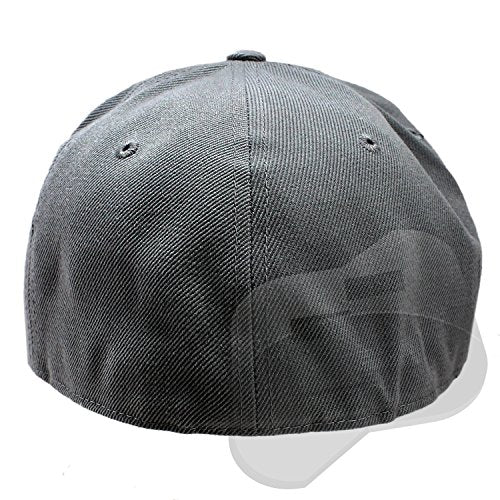 Plain Fitted Flat Bill Hat, (Solid and Neon Colors) - color: Grey, size: 7 5/8