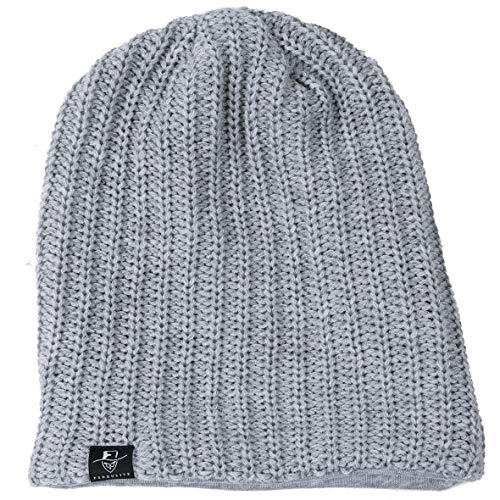 VECRY Mens Slouchy Beanie Knit Skull Cap Long Baggy Hip-hop Winter Summer Hat B305 - color: Ribbed-pale, size: Large