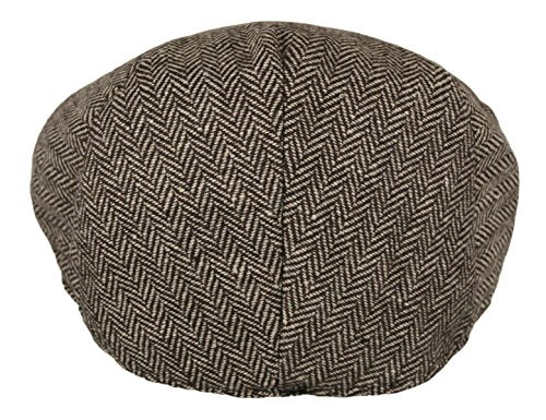 Wonderful Fashion Men's Classic Herringbone Tweed Wool Blend Newsboy Ivy Hat (Large/X-Large, Charcoal) - color: Brown, size: Small-Medium