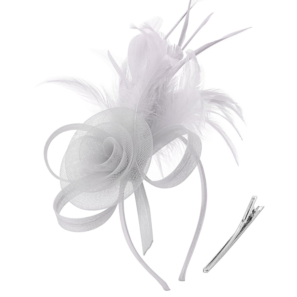 DRESHOW Fascinators Hats for Women Tulle Feather Tea Party Fascinator Hats - color: Taupe