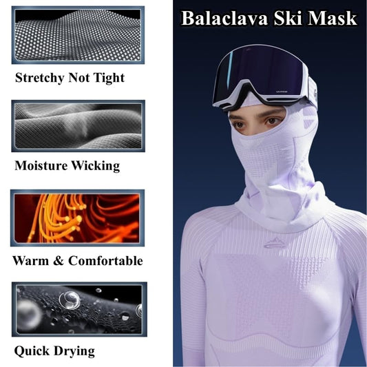 Winter Ski Mask for Men Women, Helmet Friendly Motorcyde Balaclava Full Face Masks Cold Weather Head Cover for Skiing - color: Black&gray