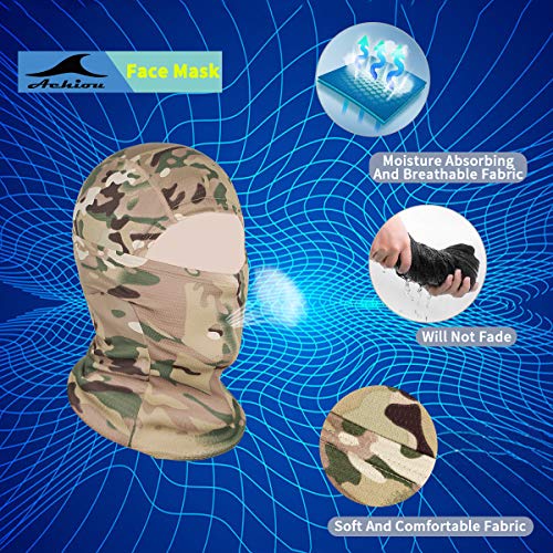Achiou Ski Mask for Men and Women, Lightweight UV Balaclava Face Cover - color: All Terrain Camouflage