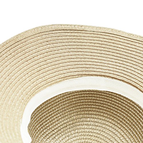 The Hat Depot Womens Floppy Summer Sun Beach Wide Brim Straw Hat - color: Fh2-beige