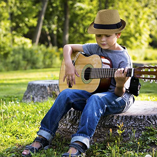 PEAK 2 PEAK Unisex Kids Straw Trilby Fedora Cap Felt Fedora Hat Short Brim Sunhat - color: Navy Band, size: 7-14 Years
