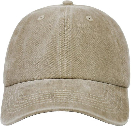 The Hat Depot 100% Cotton Pigment Dyed Low Profile Dad Hat Six Panel Cap - color: 1. Khaki