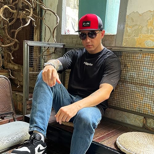Grace Folly Trucker Hat for Men & Women. Snapback Mesh Caps - color: Red & Black With Fade