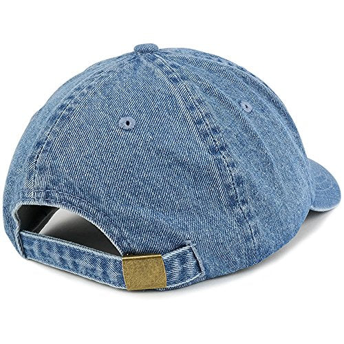 Trendy Apparel Shop US American Flag Small Embroidered 100% Cotton Denim Cap Dad Hat - color: Light Blue