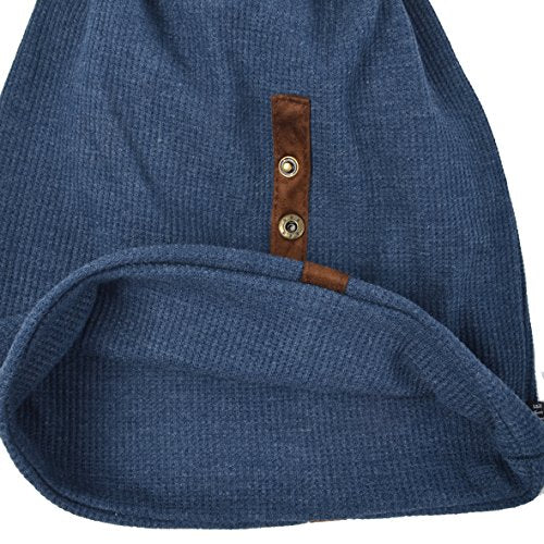 Mens Slouchy Beanie Oversize Knit Skull Cap Long Baggy Hat - color: 020navy