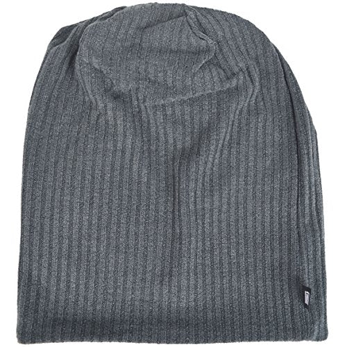 Mens Slouchy Beanie Oversize Knit Skull Cap Long Baggy Hat - color: Grey