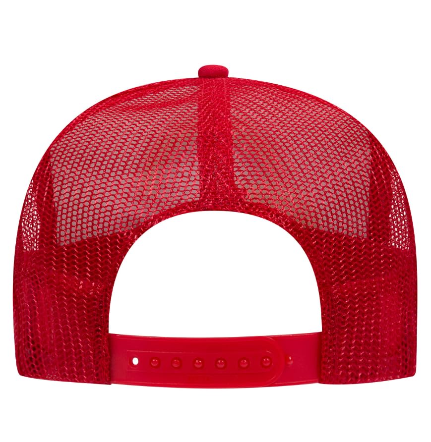 Otto Cap 5-Panel High Crown Mesh Back Trucker Hat - color: Red