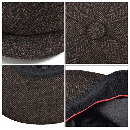 BOTVELA Men's 8 Panel Wool Blend Newsboy Flat Cap - color: Coffee, size: 7 5/8