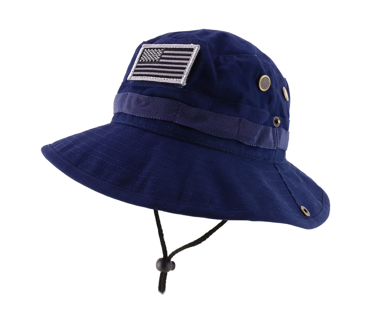 Armycrew XXL Big Size Boonie Jungle Outdoor Hat with American Flag Patch - color: Navy
