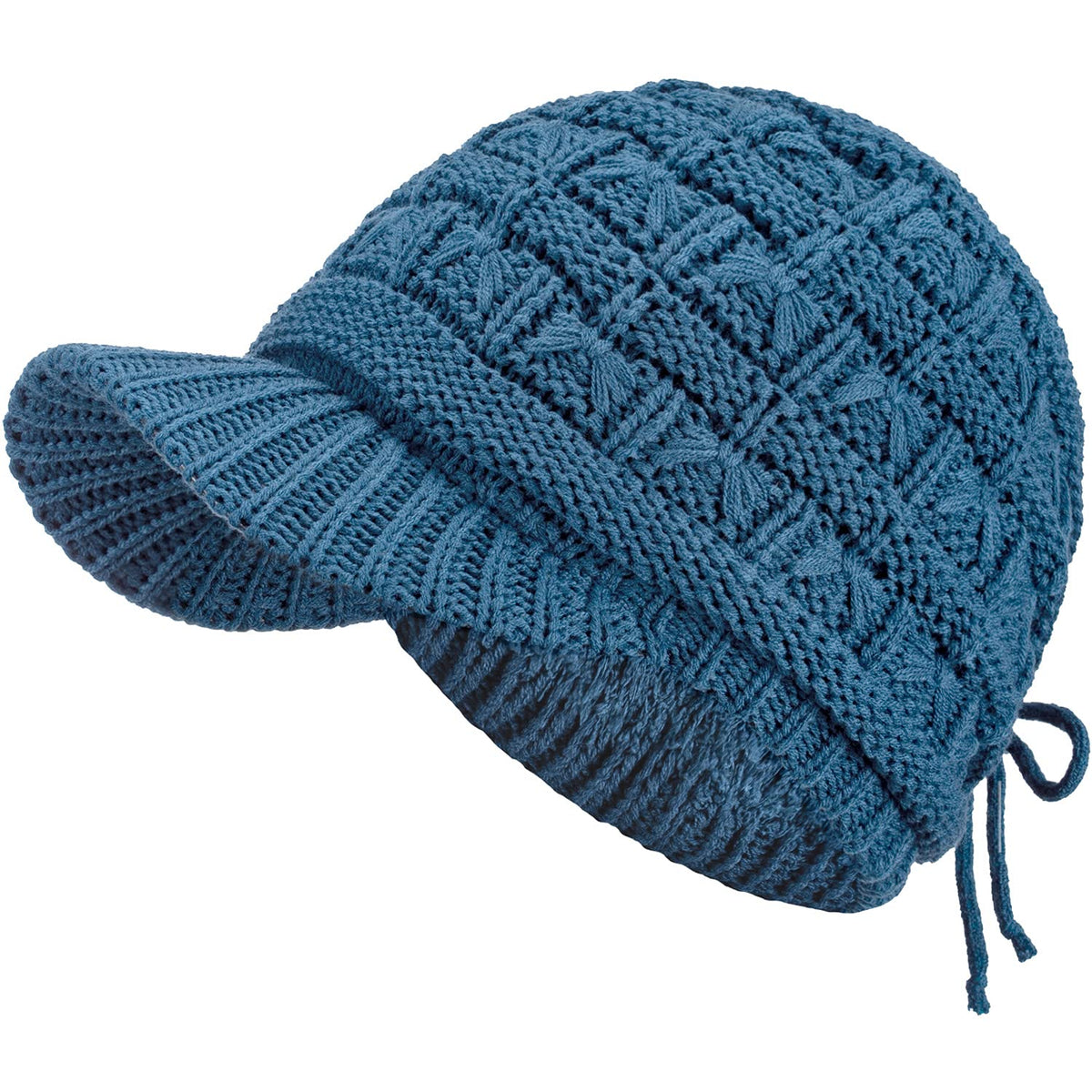BYOS Womens Winter Chic Cable Warm Fleece Lined Crochet Knit Hat W/Visor Newsboy Cabbie Cap - color: Braided Front Red