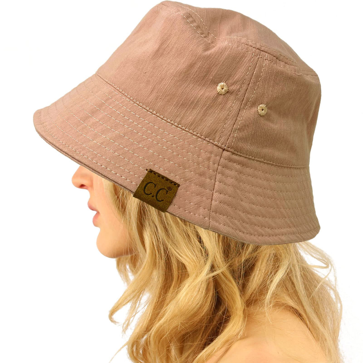 C.C Unisex Packable Bucket Sun Beach Pool Fisherman Hat - color: Cotton Solid Rose