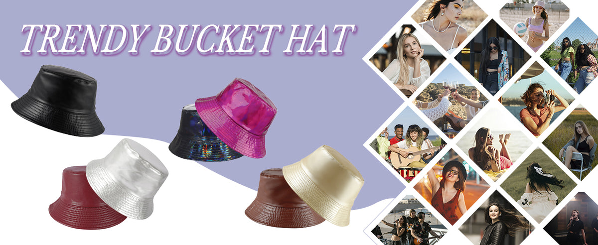 Unisex Black Bucket Hat Waterproof Rain Hat Reversible Shiny Rave Bucket Hat for Concert Festival - color: B2: Rose Red