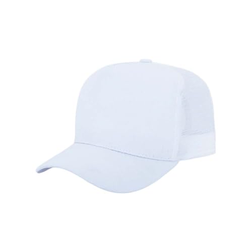 ZH 12 Pack Seamless Mesh Back Baseball Caps, 5 Panel Trucker Hats Bulk for Men and Women，Blank Caps - color: White