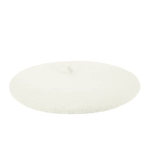 Wheebo Berets for Kids Wool French Beret Hats Artist Painter Hats for Little Girls Boys Solid Color Style - color: White