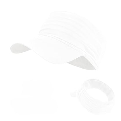 Visor Hats for Women Men Beach Sun UV Protection Wide Brim Lightweight with Ponytail - color: White