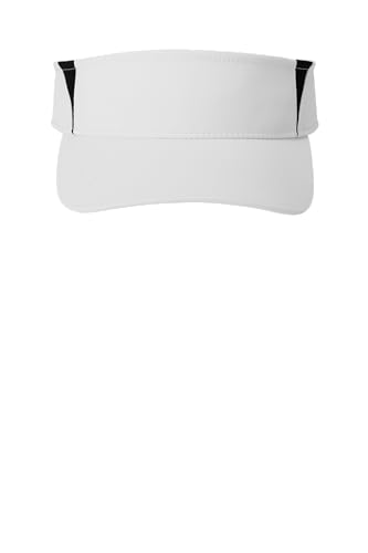 SPORT-TEK Unisex Dry Zone Nylon Colorblock Visor | 5 Panel Visor Hat for Men & Women, Low Profile Fit with Moisture Wicking Technology & Hook & Loop Closure