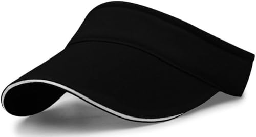 Unisex Sun Visor Hat Empty Top Baseball Cap Lightweight Sun Hat Beach Cap with Adjustable Strap for Running, Tennis, Golf - color: Black