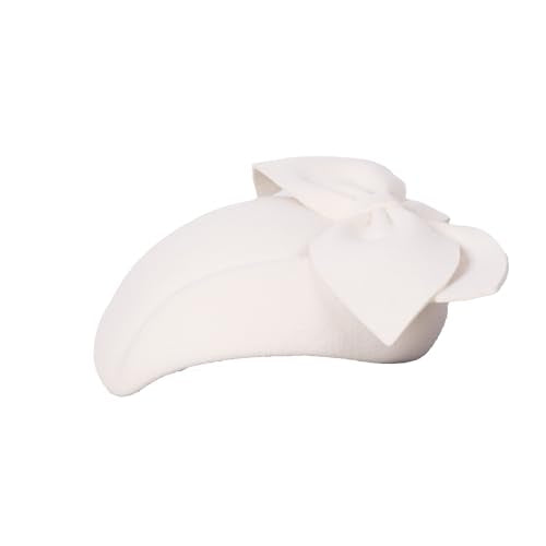 Women Wool Derby Hat for Women Pillbox Hat Wedding Hats Felt Bowknot Fascinators - color: 407 White