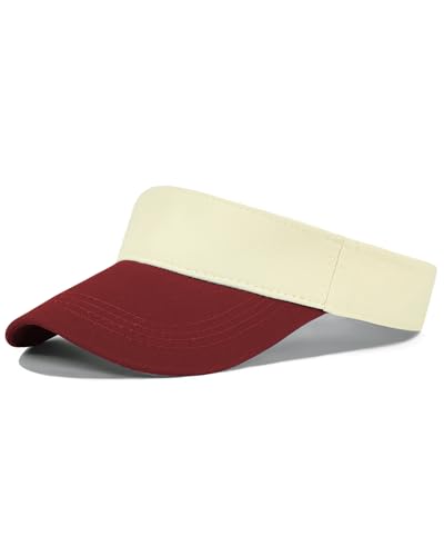 Century Star Visors for Women Mens Sun Visor Hats Sports Outdoor Tennis Running Adjustable Beach Cap Sun Protection - color: Z White-red
