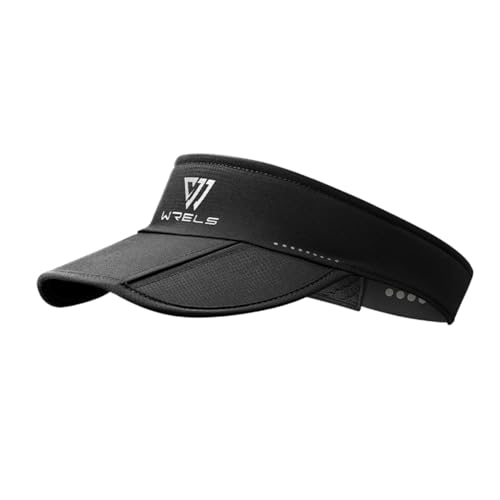 WRELS Visor Sun Hat for Kids Women Men,Adjustable Packable Sports Cap with Sweatband(46-60cm) - color: Classic Black, size: Large
