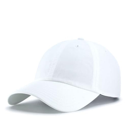 Washed Canvas Combed Cotton Unstructured Soft Crown Adjustable Dad Hat Baseball Cap - color: White Cp