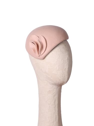 HIMESPORT Wool Felt Fascinator Hats for Women Ladies Female Wedding Cocktail Tea Party Dress Pillbox Hat - color: Pink 1