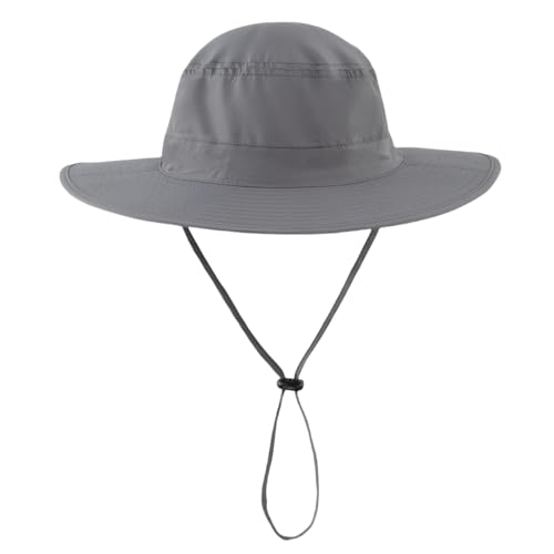 Home Prefer UPF50 Mens Sun Hat with Neck Flap Quick Dry UV Protection Cap Womens Wide Brim Fishing Hat Neck Flap Beach Garden - color: Dark Grey