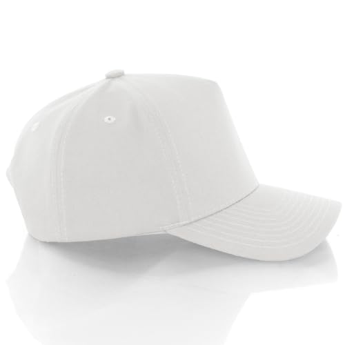 Daxton Men Original Trucker Hat Cotton Twill with Adjustable Snapback 5 Panel A-Frame Cap - color: White