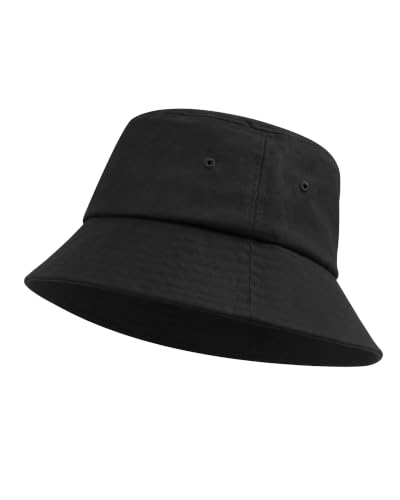 Zylioo XXL Linen Bucket Hat for Big Heads, Summer Travel Sun Hat - color: Black, size: XX-Large-3X-Large