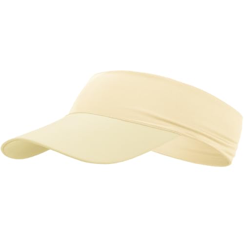 Cooling Stretchy Visor Hat for Women Men Summer Sports Sun Visors - color: Beige Yellow