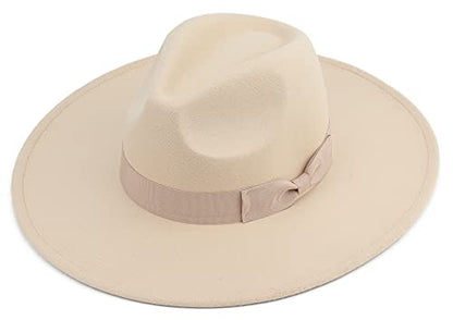 Pro Celia Big Wide Brim Women Fedora Hat - color: Rice