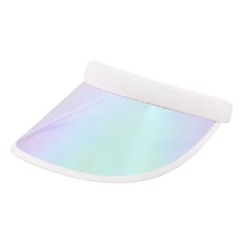 Giovacker Womens Mens PVC Clear Colorful Sun Visor Hats - color: Shiny Iridescence White