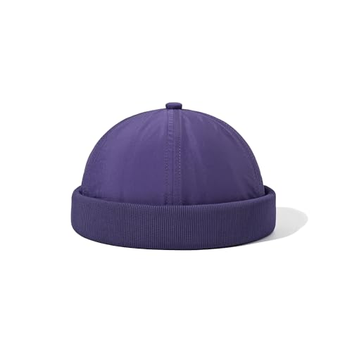 Clakllie Quick Dry Brimless Docker Cap for Men Summer Beanie Sailor Skullcap Lightweight Waterproof Adjustable No Brim Hat - color: Cdus-wbbh2401-purple