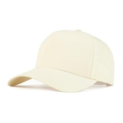 BOTVELA Men Adjustable Snapback Laser Cut Mesh Baseball Cap - color: Beige