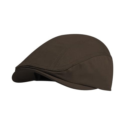 Newsboy Cap for Men 100% Cotton Mens Flat Hats Newsies Hat Classic Irish Gatsby Ivy Cabbie Golf Hats - color: Coffee, size: Large-X-Large