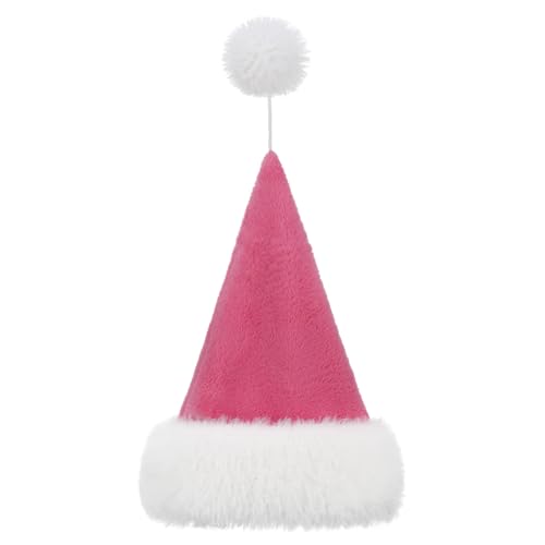 Personalized Santa Hat for Adults, Super Soft Plush Holiday Christmas Hat, Xmas New Year Party Headwear - color: Plush-hot Pink