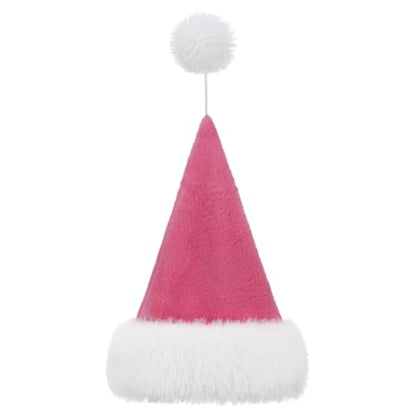 Personalized Santa Hat for Adults, Super Soft Plush Holiday Christmas Hat, Xmas New Year Party Headwear - color: Plush-hot Pink