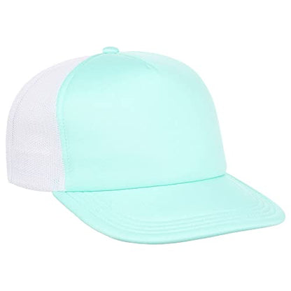 Lids Blank Basic Foam Trucker Adjustable Snapback Hat - color: Light Green/White
