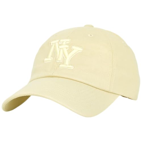 NY 3D Embroidered Dad Hat - New York Baseball Cap - color: Cream Cream